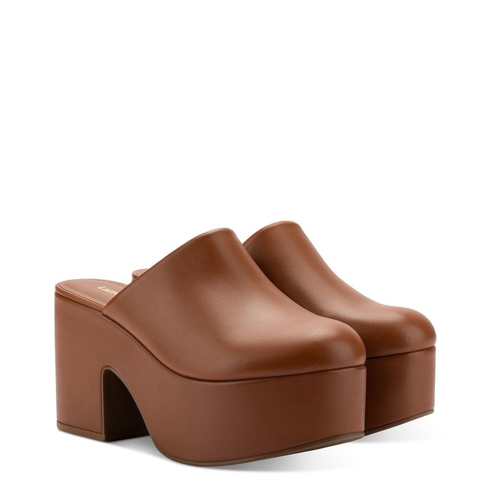 LARROUDE MISO Platform Clog in Caramel Leather, so comfortable. Be Summer Ready - Picture 8 of 14
